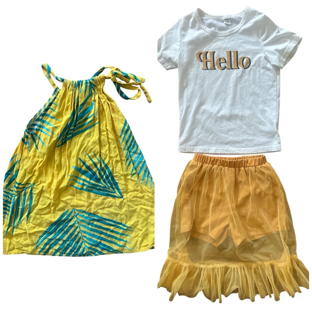 Yellow and White Kids Outfit Set